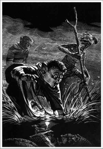 Иллюстрация к эпопее Д. Р. Р. Толкина "Властелин Колец" 1984-97, грунтография.