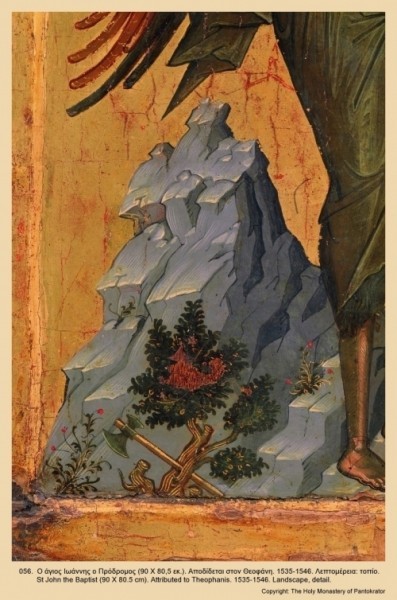 Иоанн Креститель, фрагмент. 1535-1546 гг. "Уже и секира при корне дерев лежит..." (Лк. 3:9)