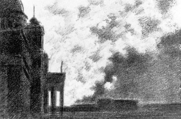 Рисунки из «Ленинградского альбома» архитектора А.С. Никольского: Пожар американских гор