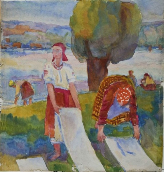 Коновалова А.С.  1920-е гг.  Иллюстрация к русским народным сказкам  бум.,акв., 28,5х27,5 см