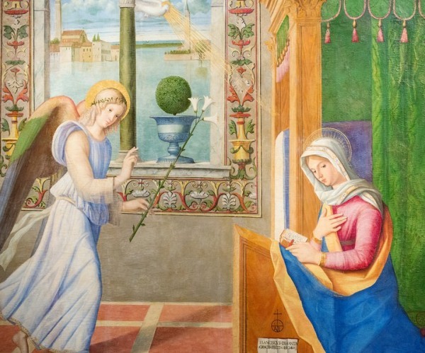 Фрагмент картины «Благовещение» Франческо ди Симоне да Сантакроче