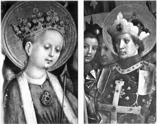 Святая Урсула, святой Гереон. Детали алтарного триптиха работы Стефана Лохнера. (Ок. 1445 г.). Кельн
