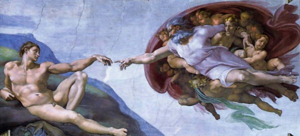 Микеладжело, фреска "Сотворение Адама" 