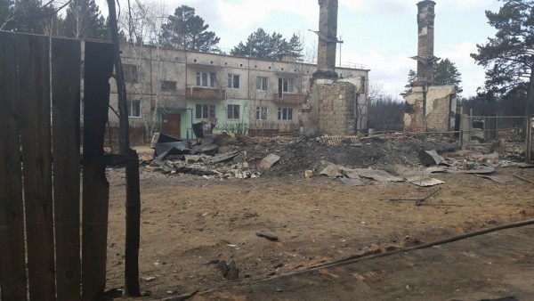 Сгоревший военный городок в Читинском районе. Фото Елены Марковой