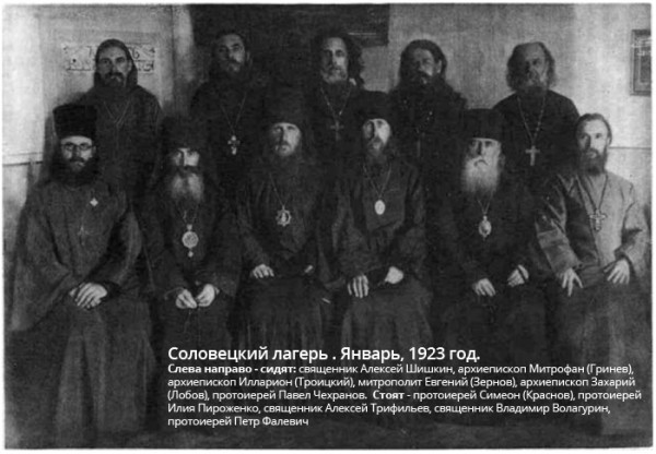 Фотография священнослужителей, находившихся в заключении в Соловецком лагере особого назначения (1923)