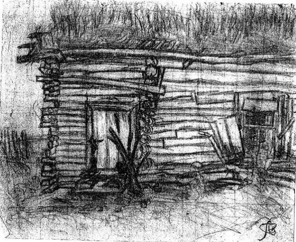 Дом в деревне. Рисунок 1967 года Леонида Вохмякова. Фото: beloedelo.ru
