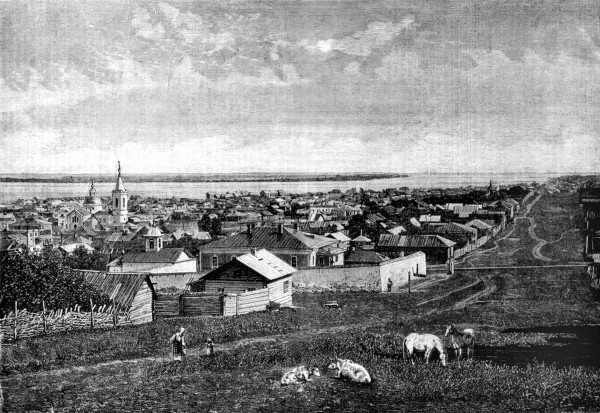 Хвалынск. Вид на город и тюремный замок. 1880-е гг.