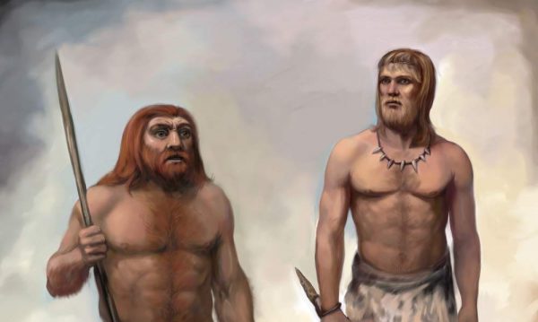 Неандерталец и кроманьонец. Рисунок Николая Ковалева