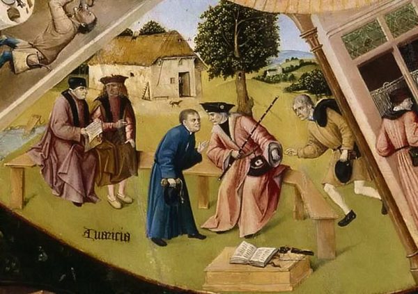 Иероним Босх. Семь смертных грехов и Четыре последние вещи, 1475-1480. Фрагмент "Алчность"